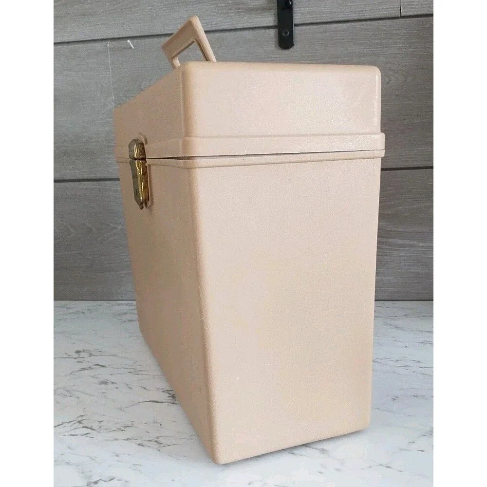 VTG Ballonoff Porta Personal File Box Beige Original Stackable With Key Plastic